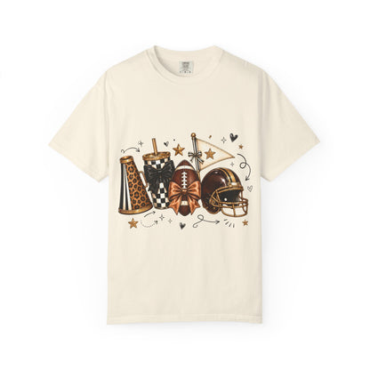 Football Fandom Graphic Tee — Helmet, Cleats & Tailgate Icons