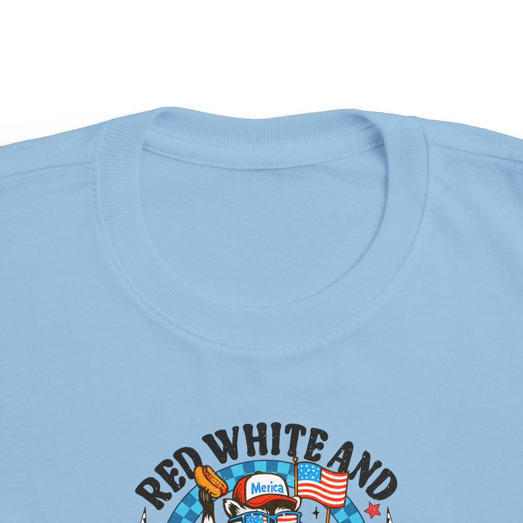 Toddler Tee — "Red White and Feral" Patriotic Cartoon Raccoon