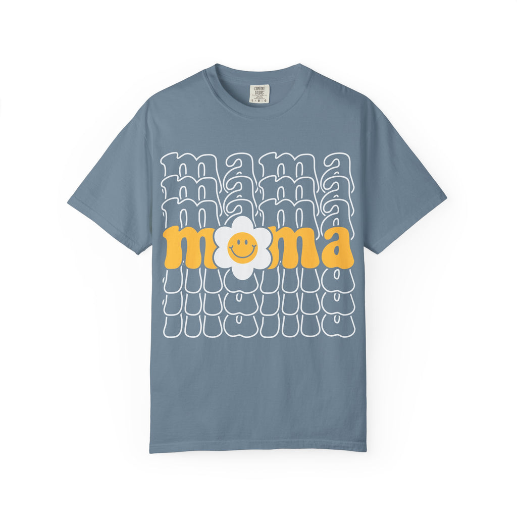 Mama Floral Retro T-Shirt — Sunny Yellow Vintage Mom Tee