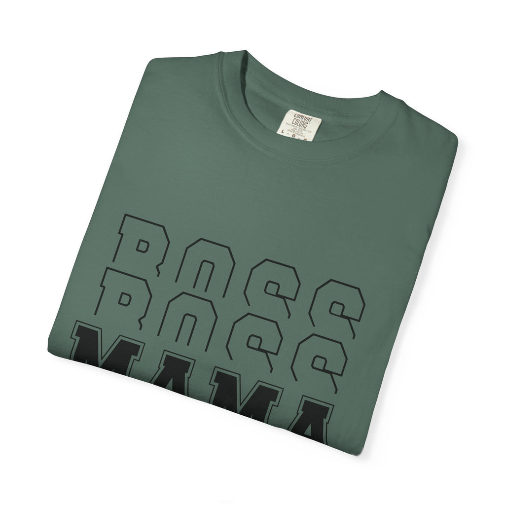 Mama Boss T-Shirt — 'MAMA' Layered Text Graphic Tee for Moms