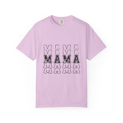 Mama Repeat Graphic T-Shirt — Vintage Outline "MAMA" Mom Tee