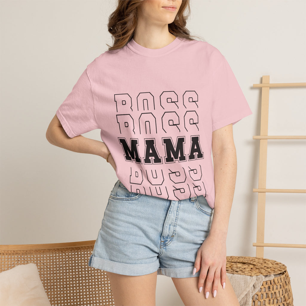 Mama Boss T-Shirt — 'MAMA' Layered Text Graphic Tee for Moms