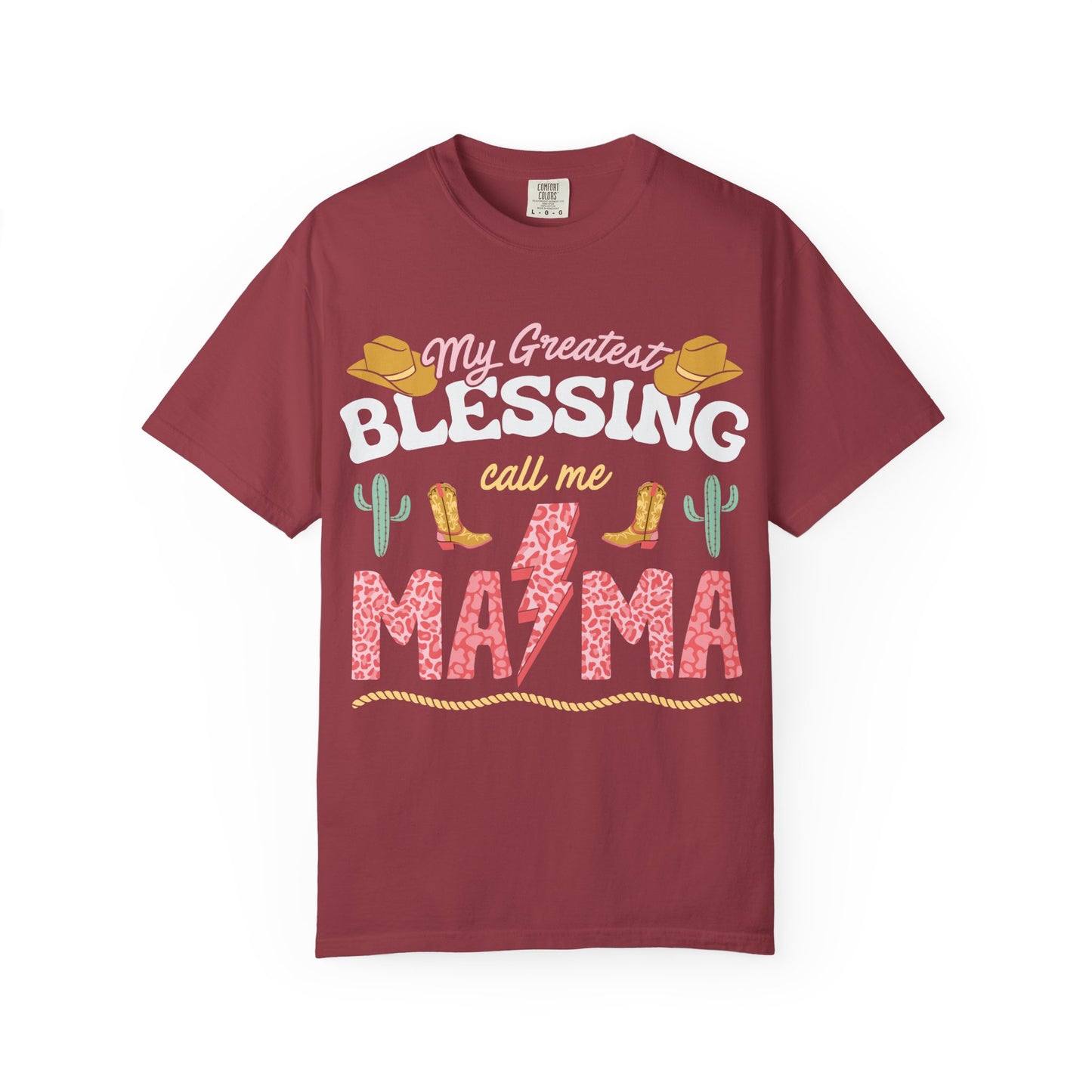 Mama T-Shirt – “My Greatest Blessing Call Me Mama” Western Cactus Graphic Tee