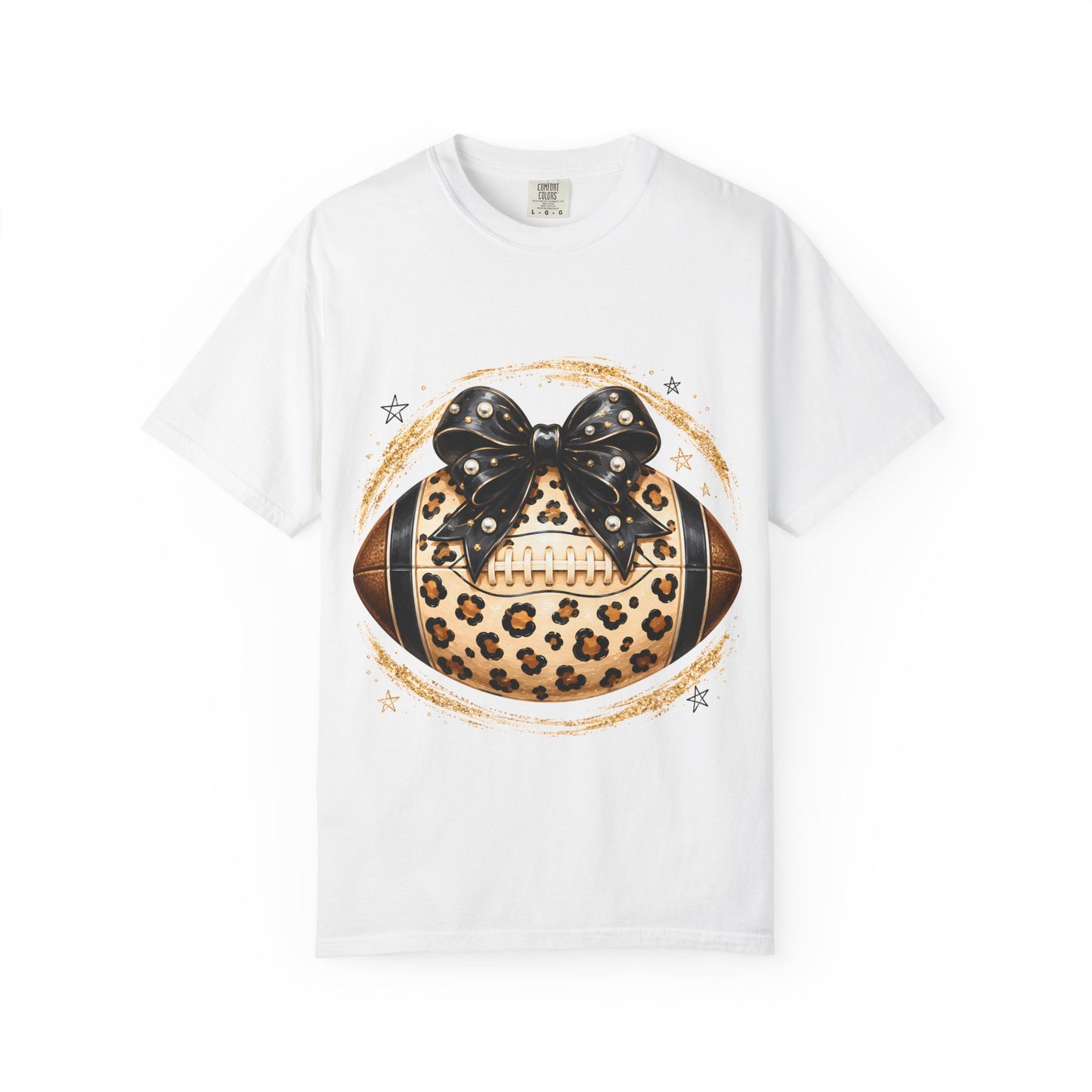 Leopard Print Football with Bow T-Shirt