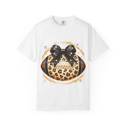 Leopard Print Football with Bow T-Shirt