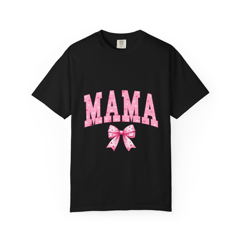 Mama Pink Polka Dot T‑Shirt — Cute Mama Tee with Bow