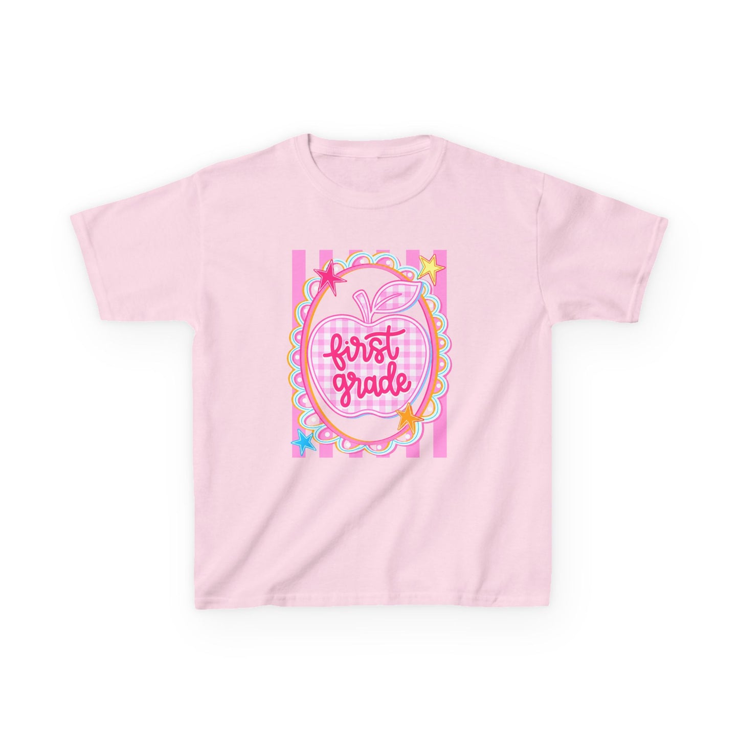 First Grade Kids T‑Shirt — Pink Apple Back to School Tee