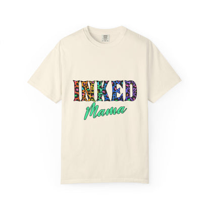 Inked Mama T-Shirt — Colorful Tattoo Script Tee for Moms