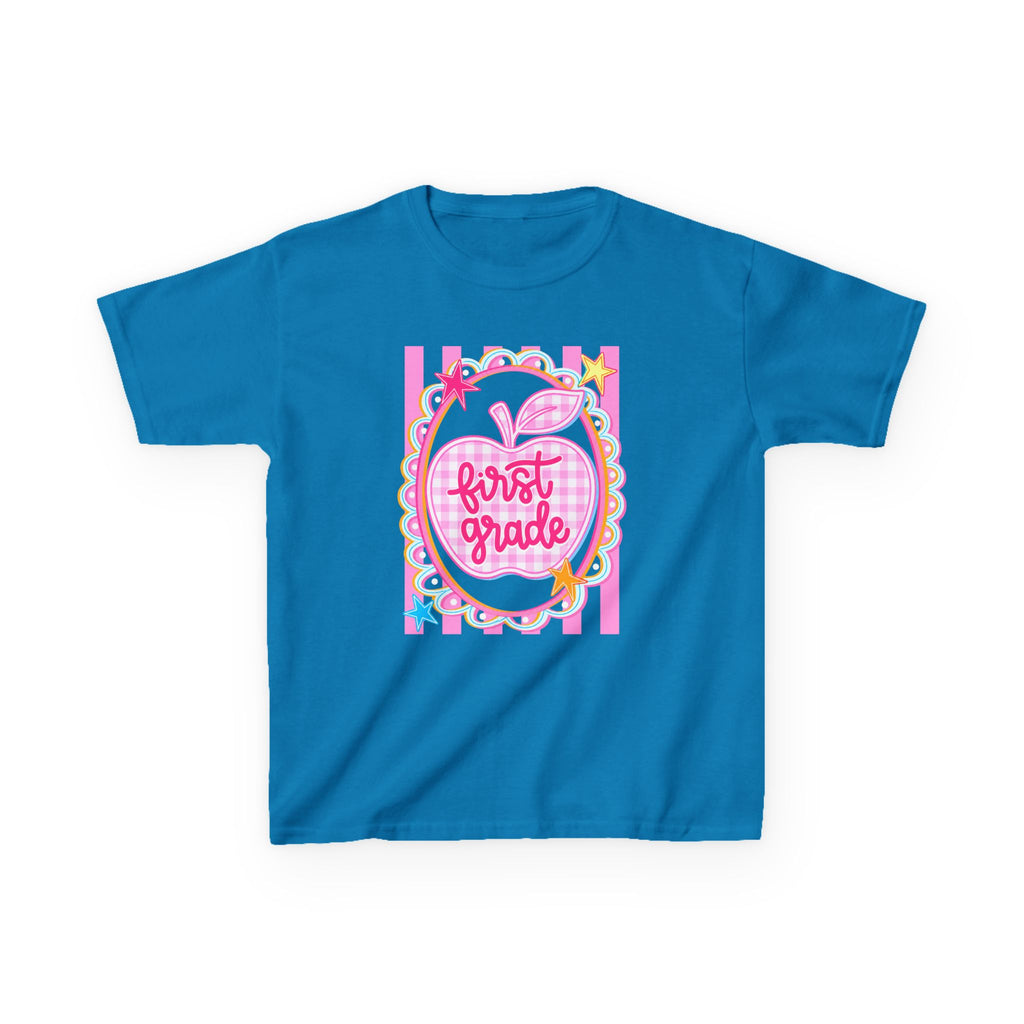 First Grade Kids T‑Shirt — Pink Apple Back to School Tee