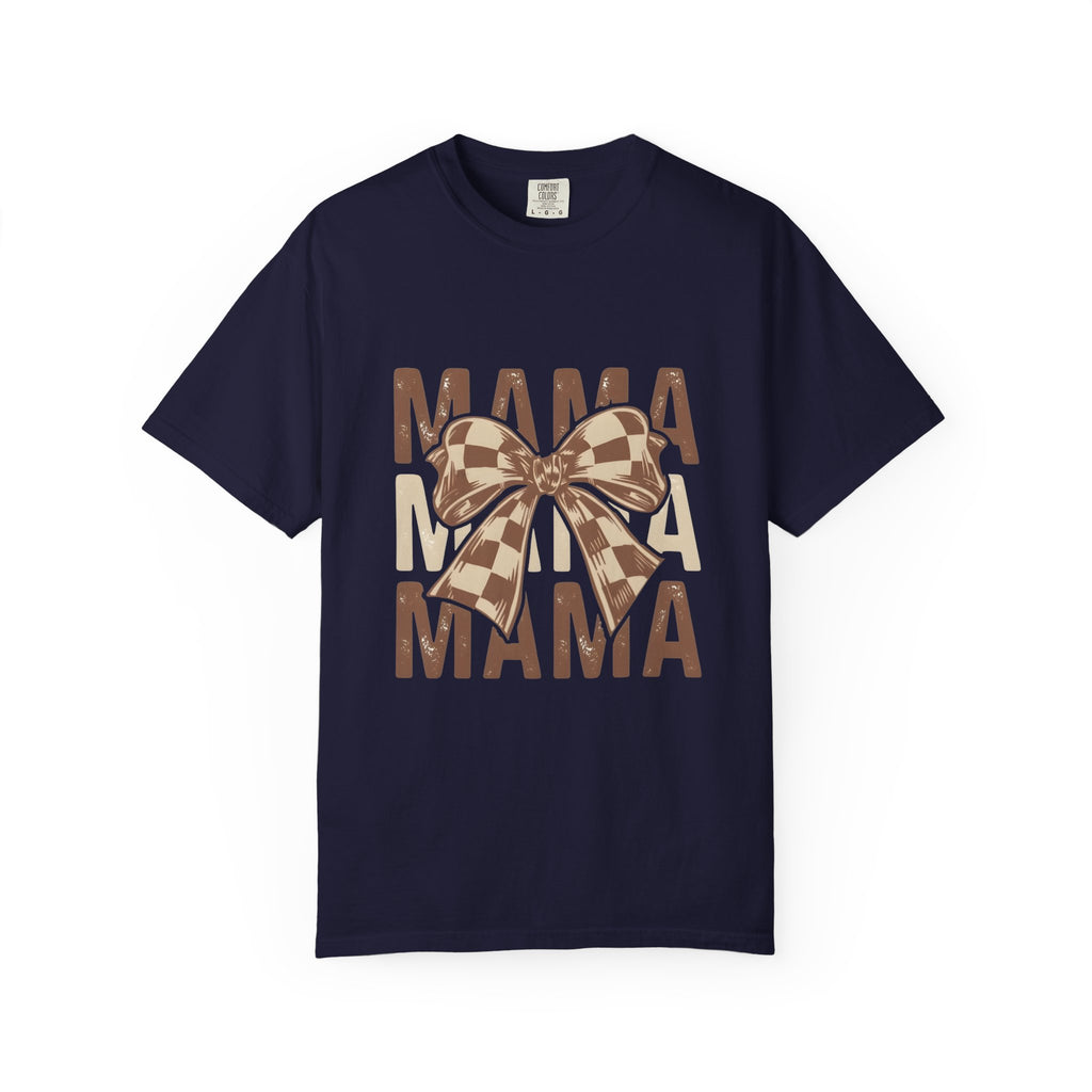 Mama Bow T-Shirt — Buffalo Check Ribbon Mom Shirt