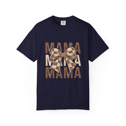 Mama Bow T-Shirt — Buffalo Check Ribbon Mom Shirt