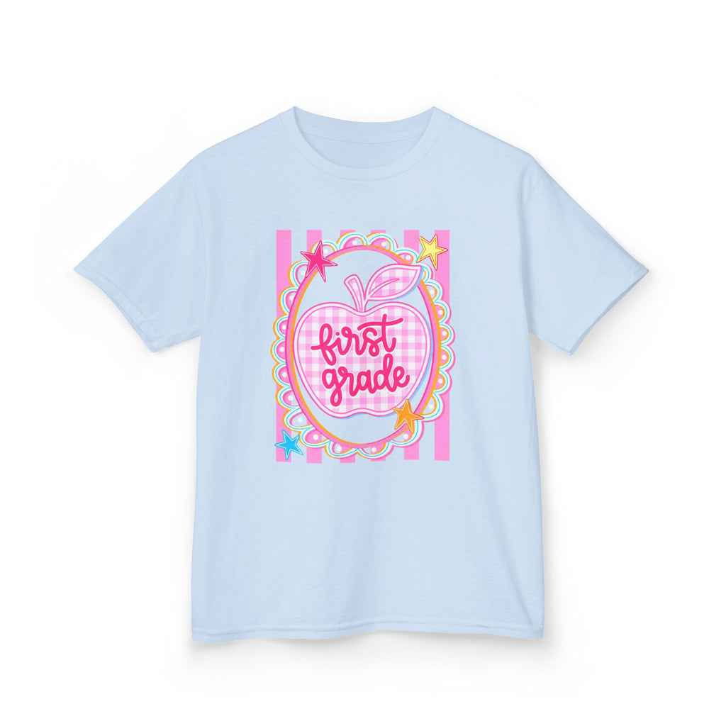 First Grade Kids T‑Shirt — Pink Apple Back to School Tee