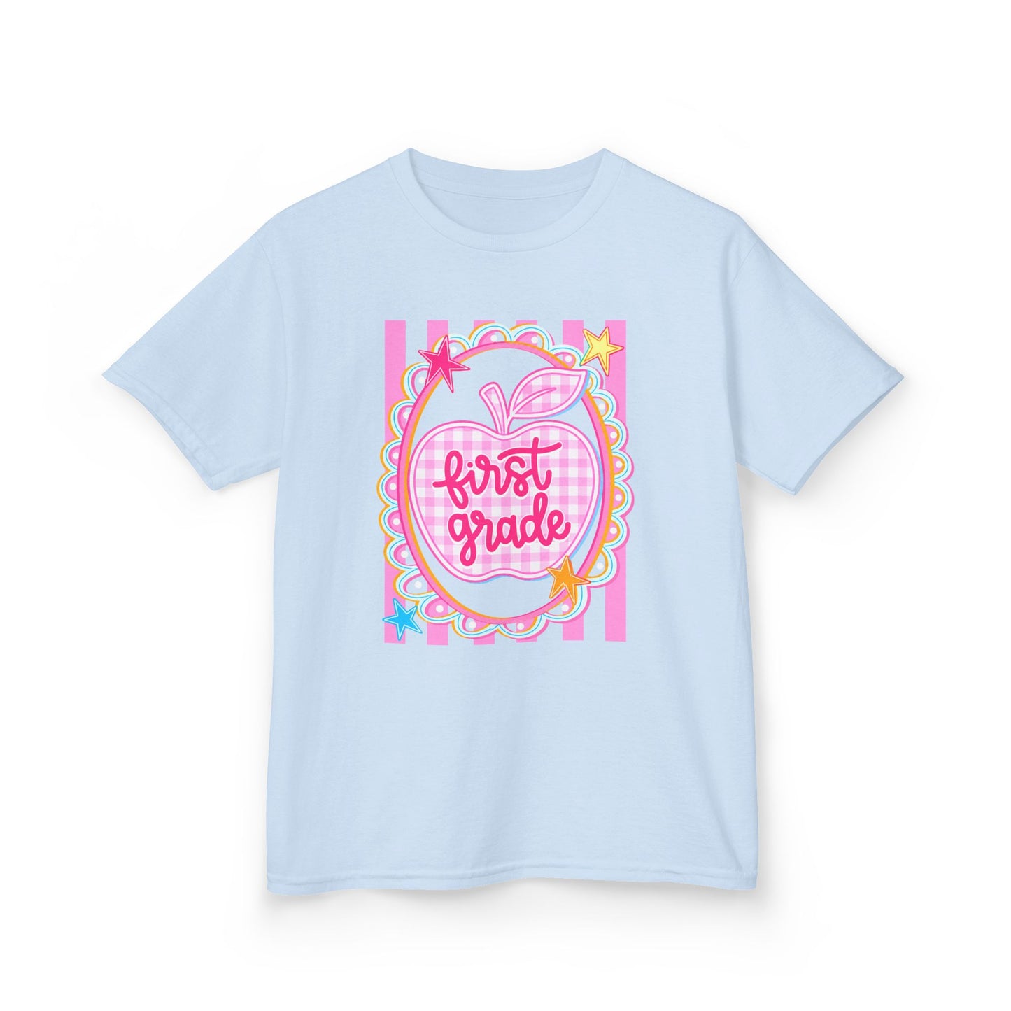 First Grade Kids T‑Shirt — Pink Apple Back to School Tee