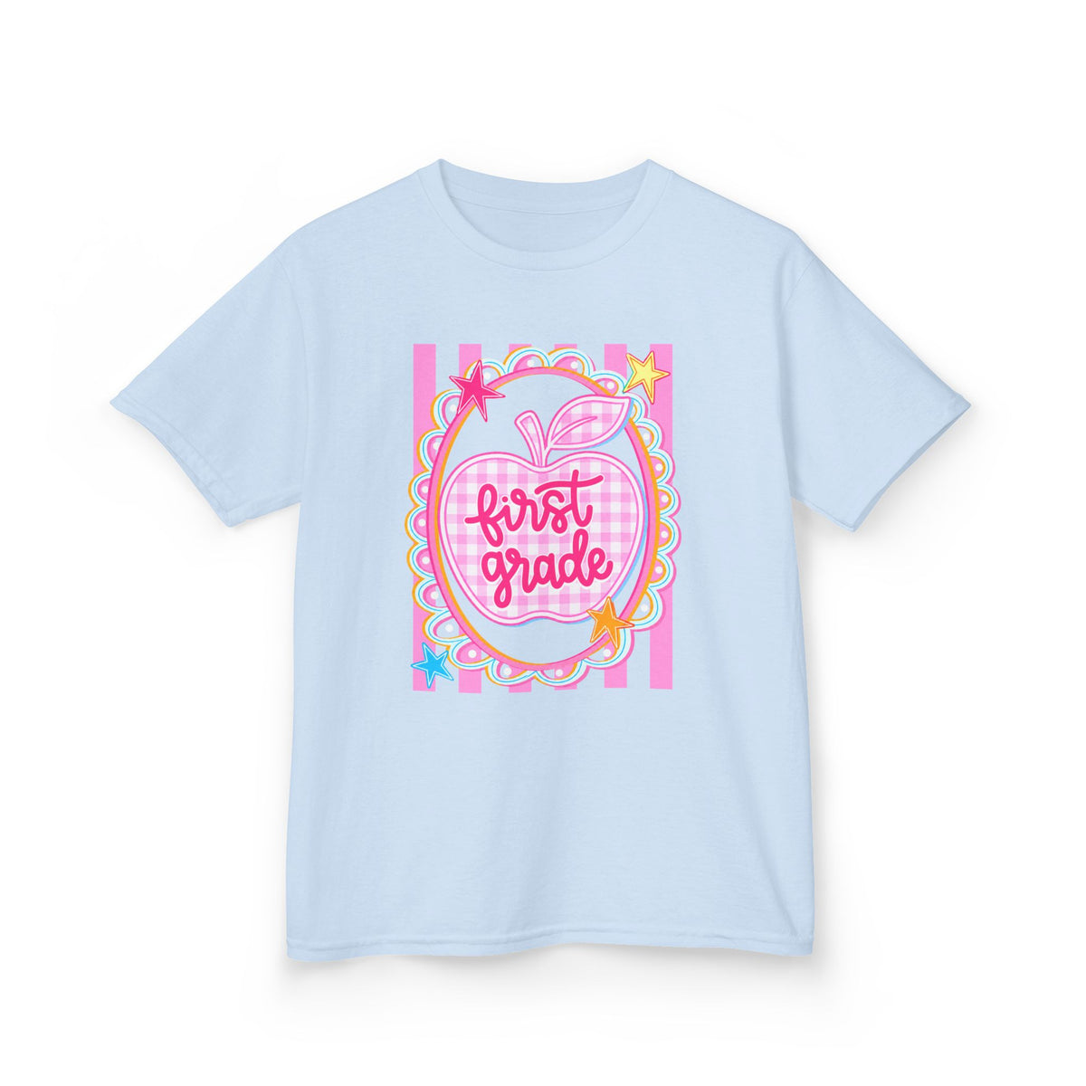 First Grade Kids T‑Shirt — Pink Apple Back to School Tee