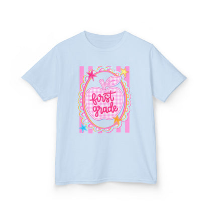 First Grade Kids T‑Shirt — Pink Apple Back to School Tee