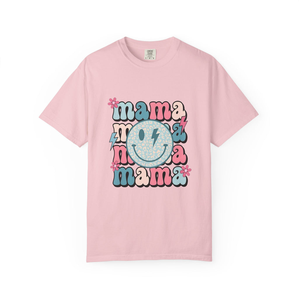 Mama Smiley Graphic T-Shirt — Retro Pink & Blue Mother’s Day Tee