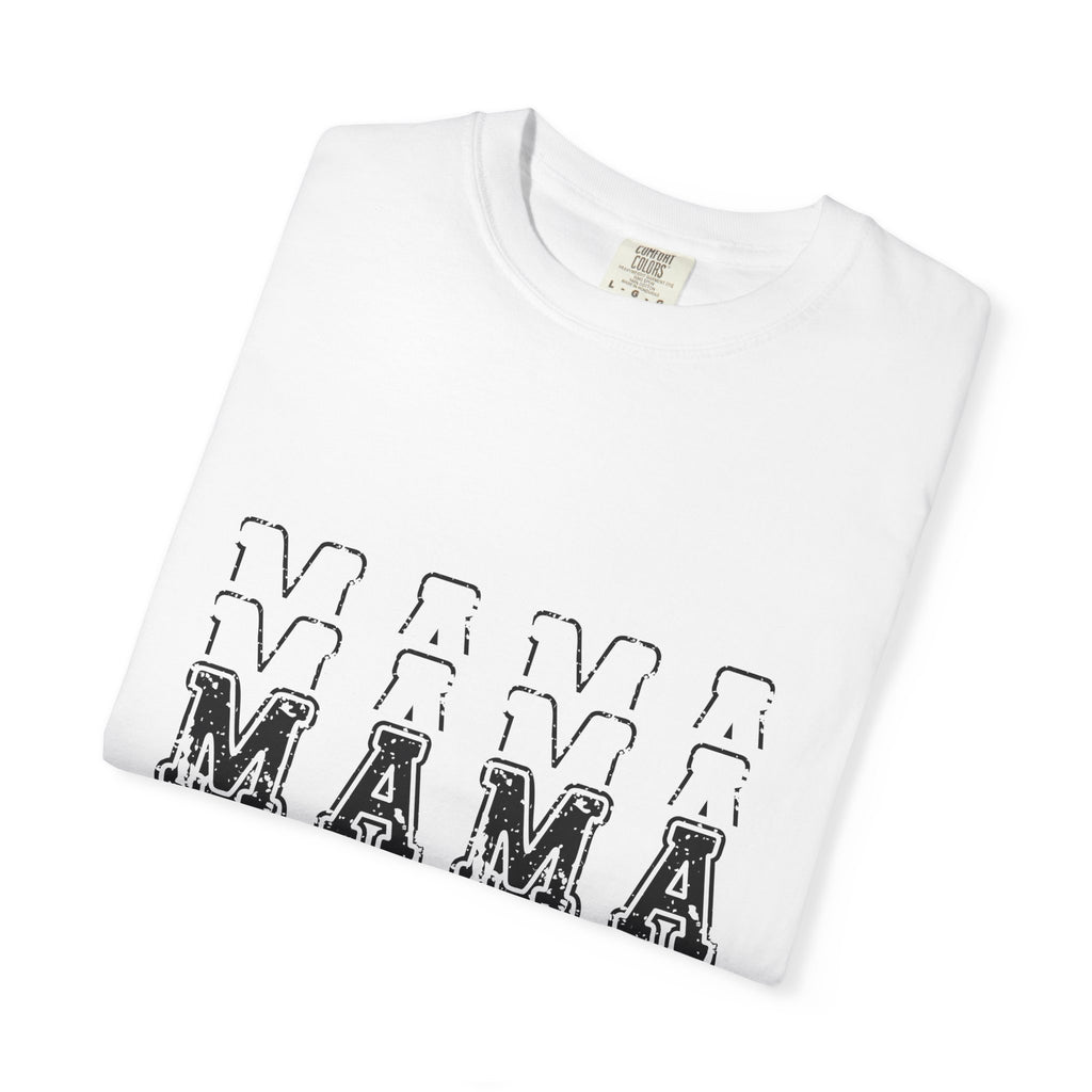 Mama Repeat Graphic T-Shirt — Vintage Outline "MAMA" Mom Tee