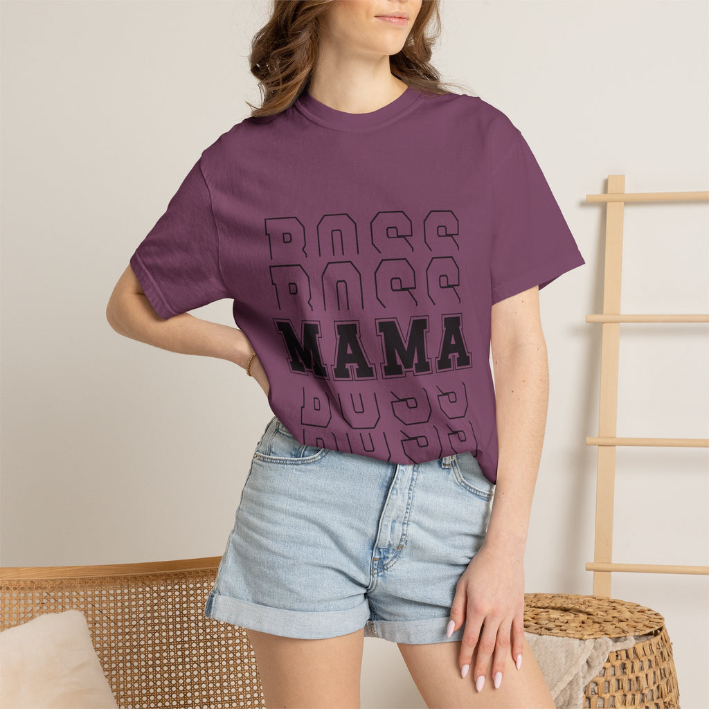 Mama Boss T-Shirt — 'MAMA' Layered Text Graphic Tee for Moms