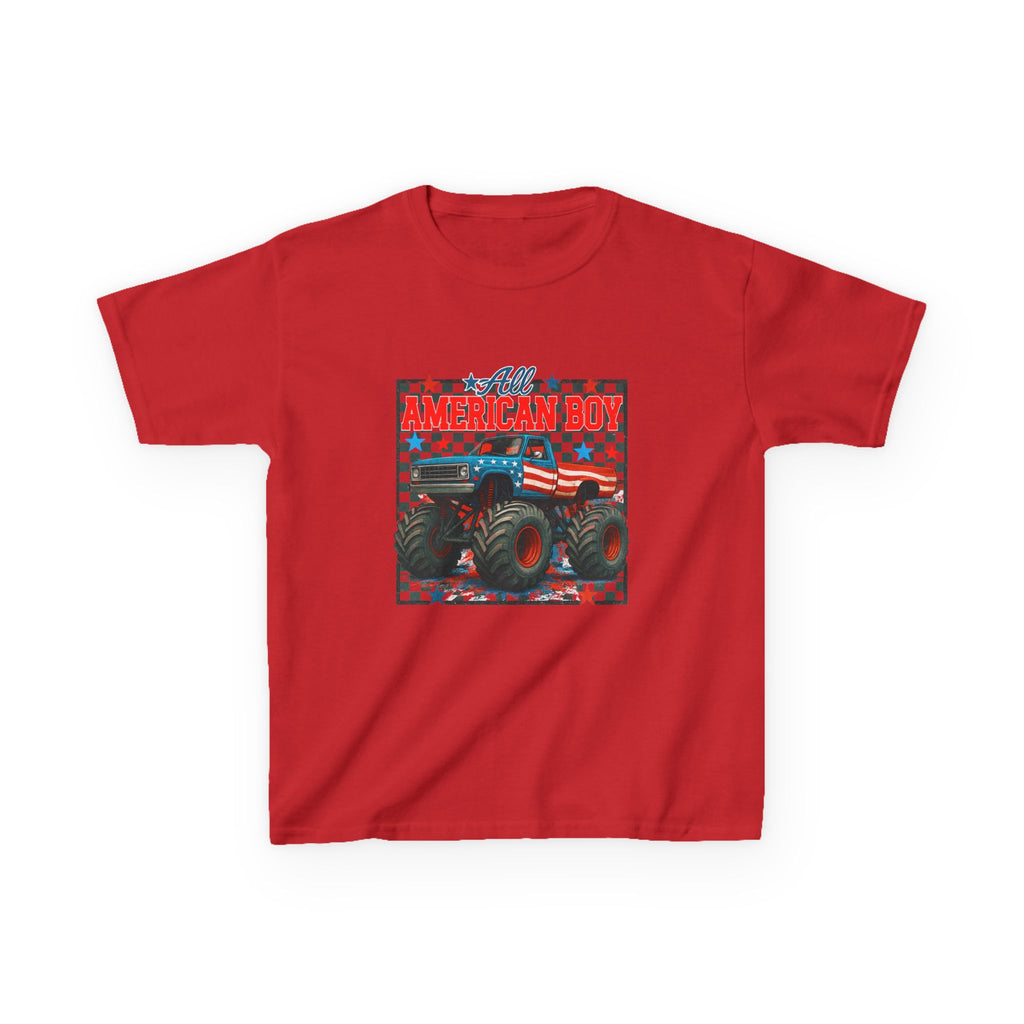 Kids Monster Truck Tee — American Boy Flag Design