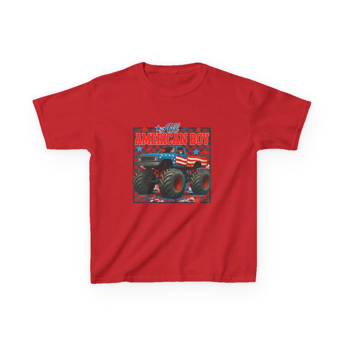 Kids Monster Truck Tee — American Boy Flag Design