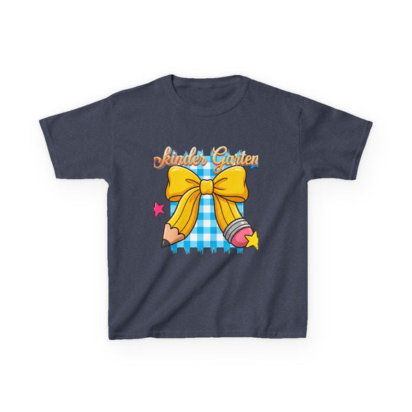 Girls Back-to-School Bow Kids Tee – Personalized Name School Pencil Design