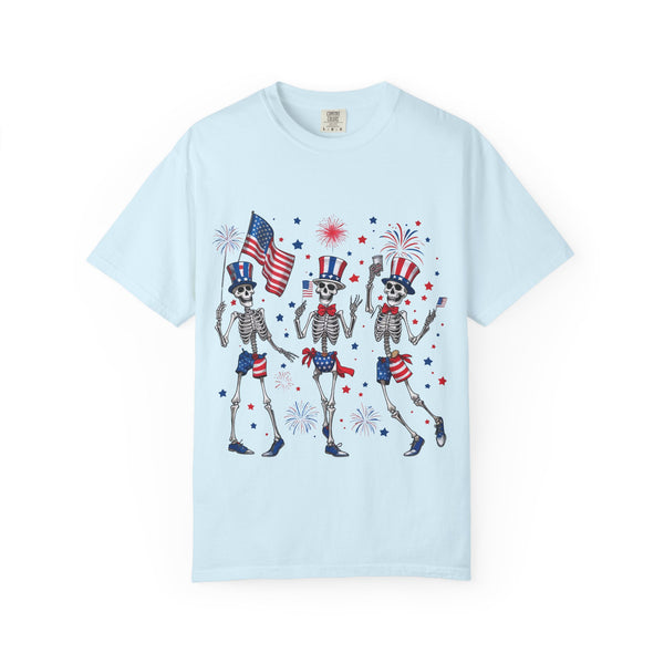 Patriotic Dancing Skeletons T-Shirt | 4th of July Flag Fireworks