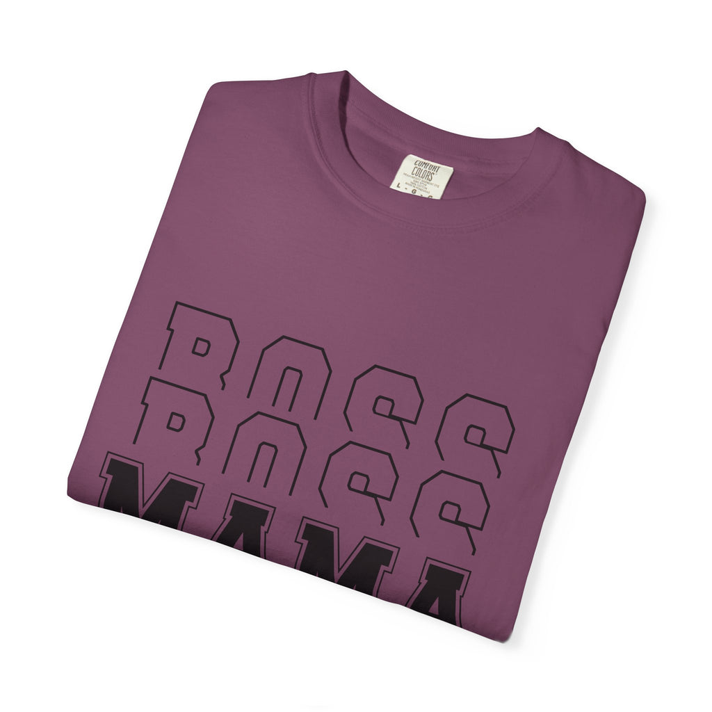 Mama Boss T-Shirt — 'MAMA' Layered Text Graphic Tee for Moms