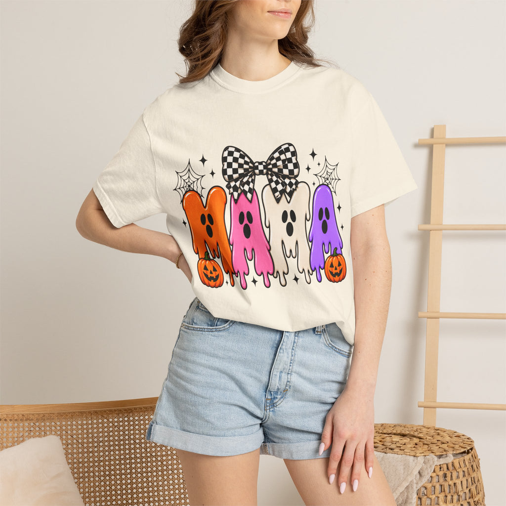Mama Ghosts Halloween T-Shirt — Cute Spooky Mom Tee with Pumpkins