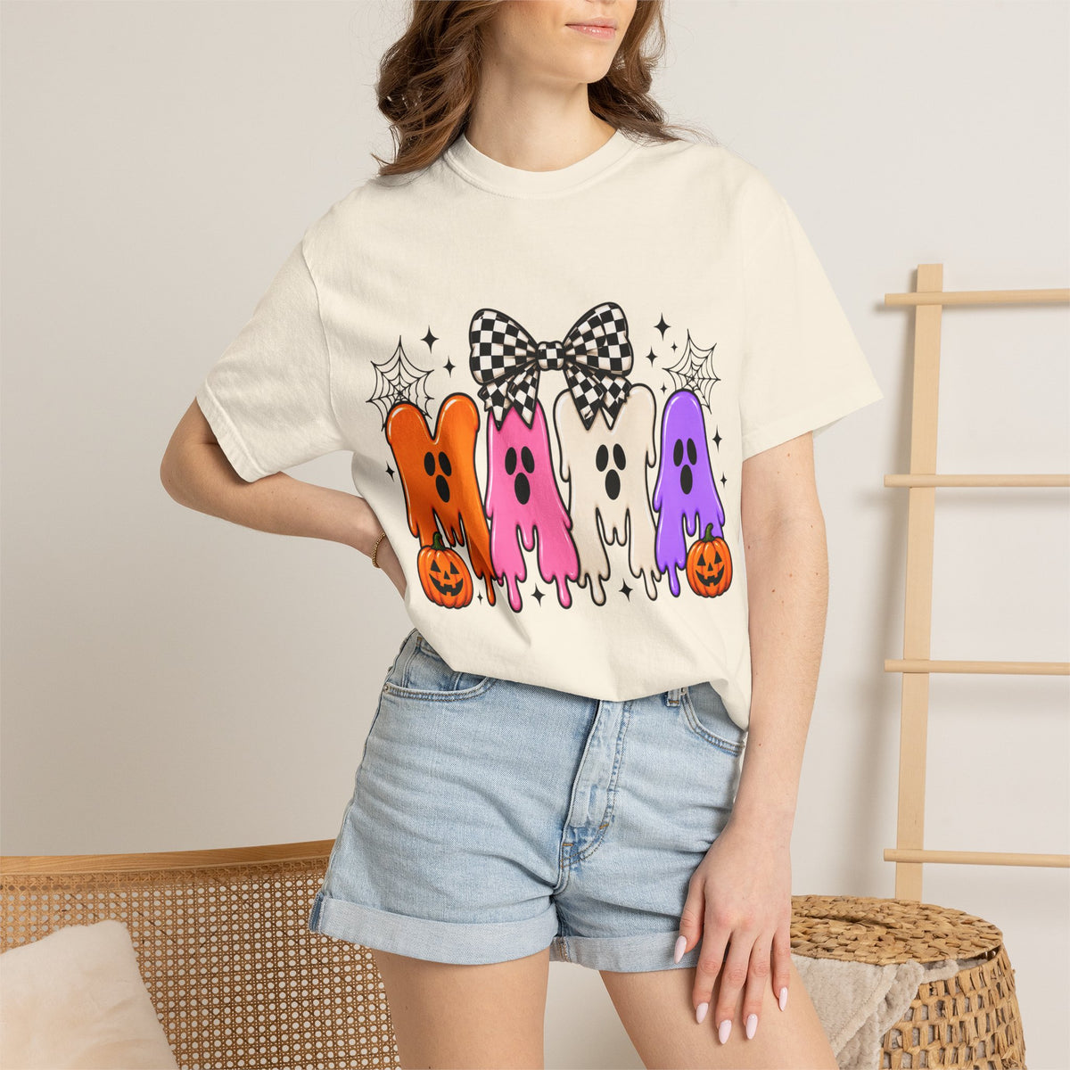 Mama Ghosts Halloween T-Shirt — Cute Spooky Mom Tee with Pumpkins