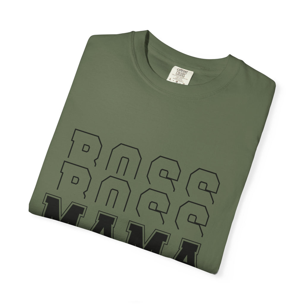 Mama Boss T-Shirt — 'MAMA' Layered Text Graphic Tee for Moms