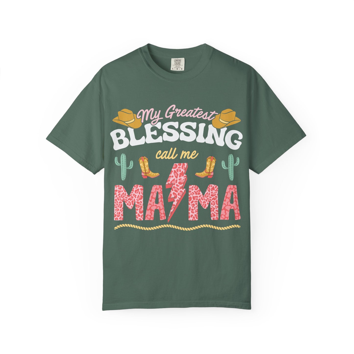 Mama T-Shirt – “My Greatest Blessing Call Me Mama” Western Cactus Graphic Tee