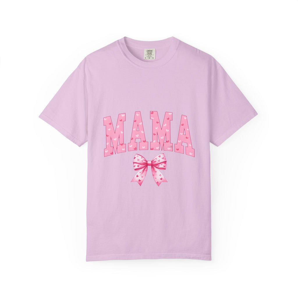 Mama Pink Polka Dot T‑Shirt — Cute Mama Tee with Bow