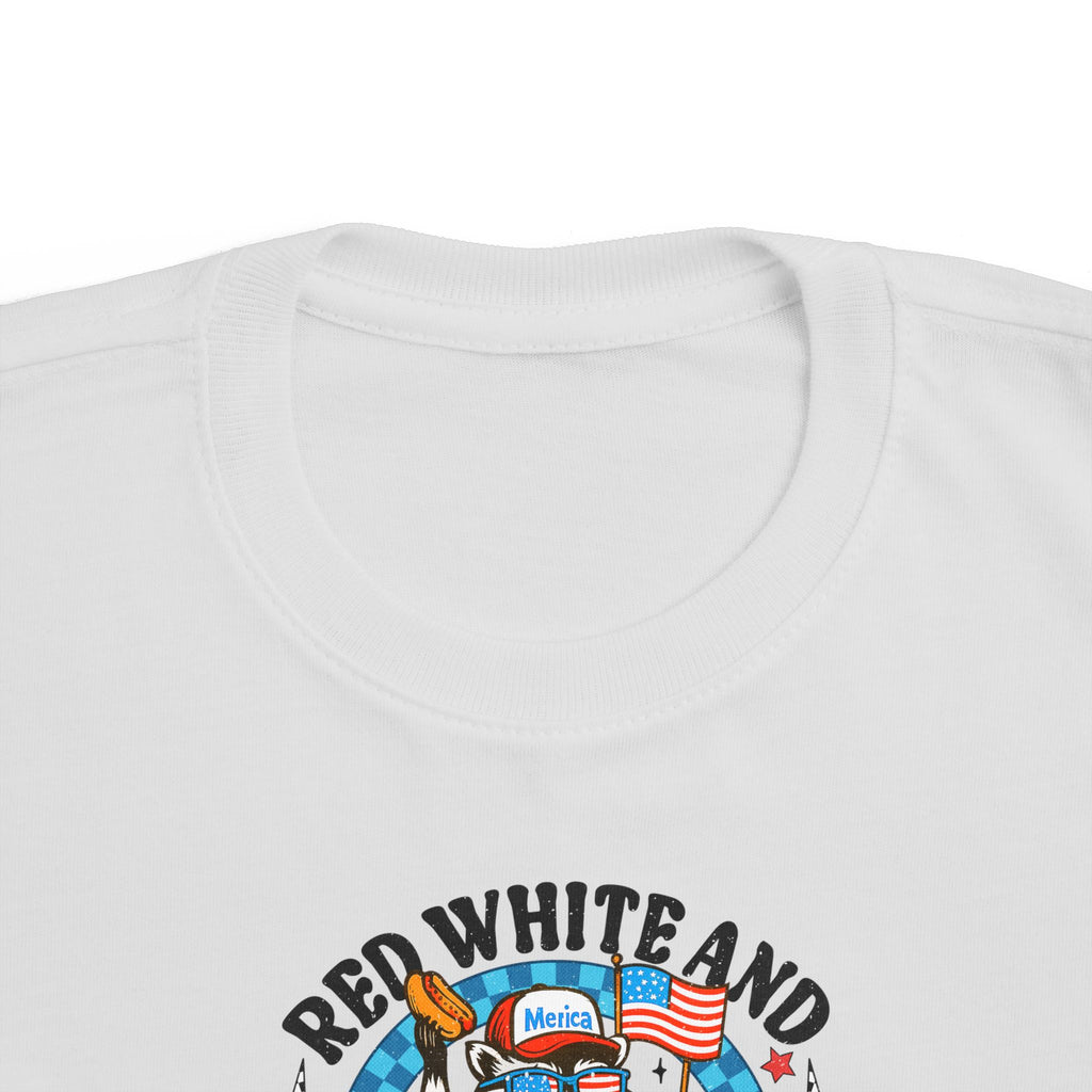 Toddler Tee — "Red White and Feral" Patriotic Cartoon Raccoon