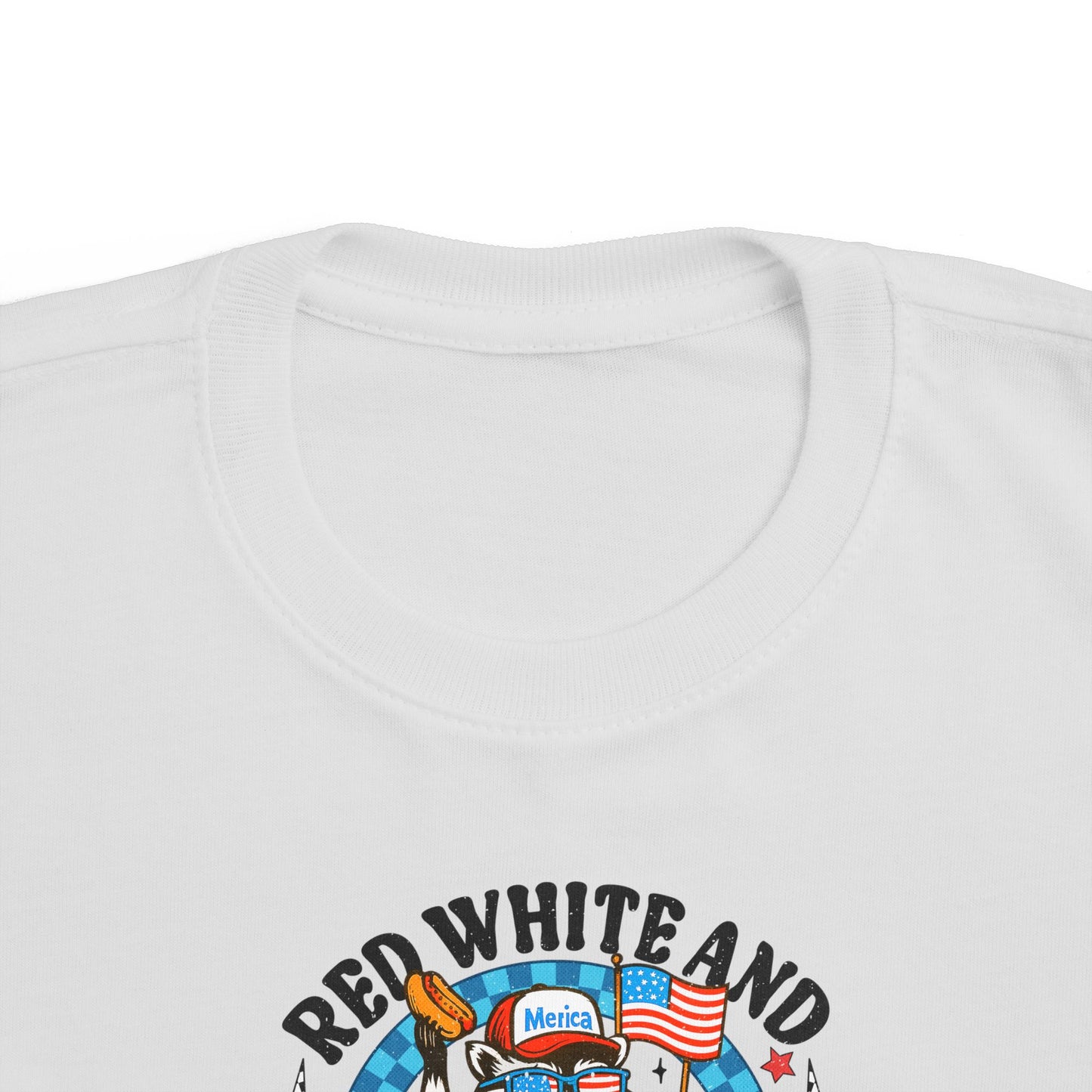Toddler Tee — "Red White and Feral" Patriotic Cartoon Raccoon