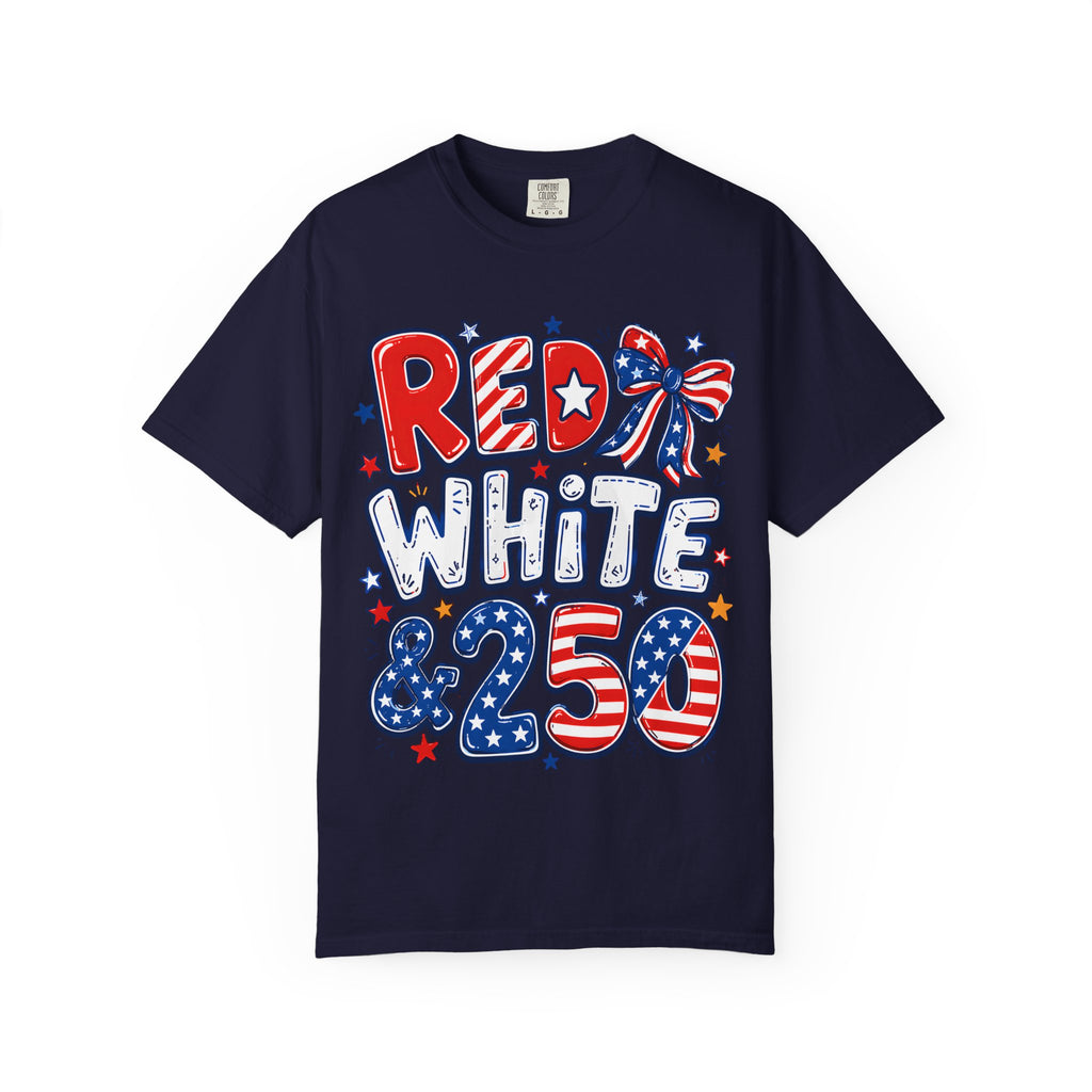 Red White & 250 Patriotic T-Shirt — 4th of July Celebration Tee