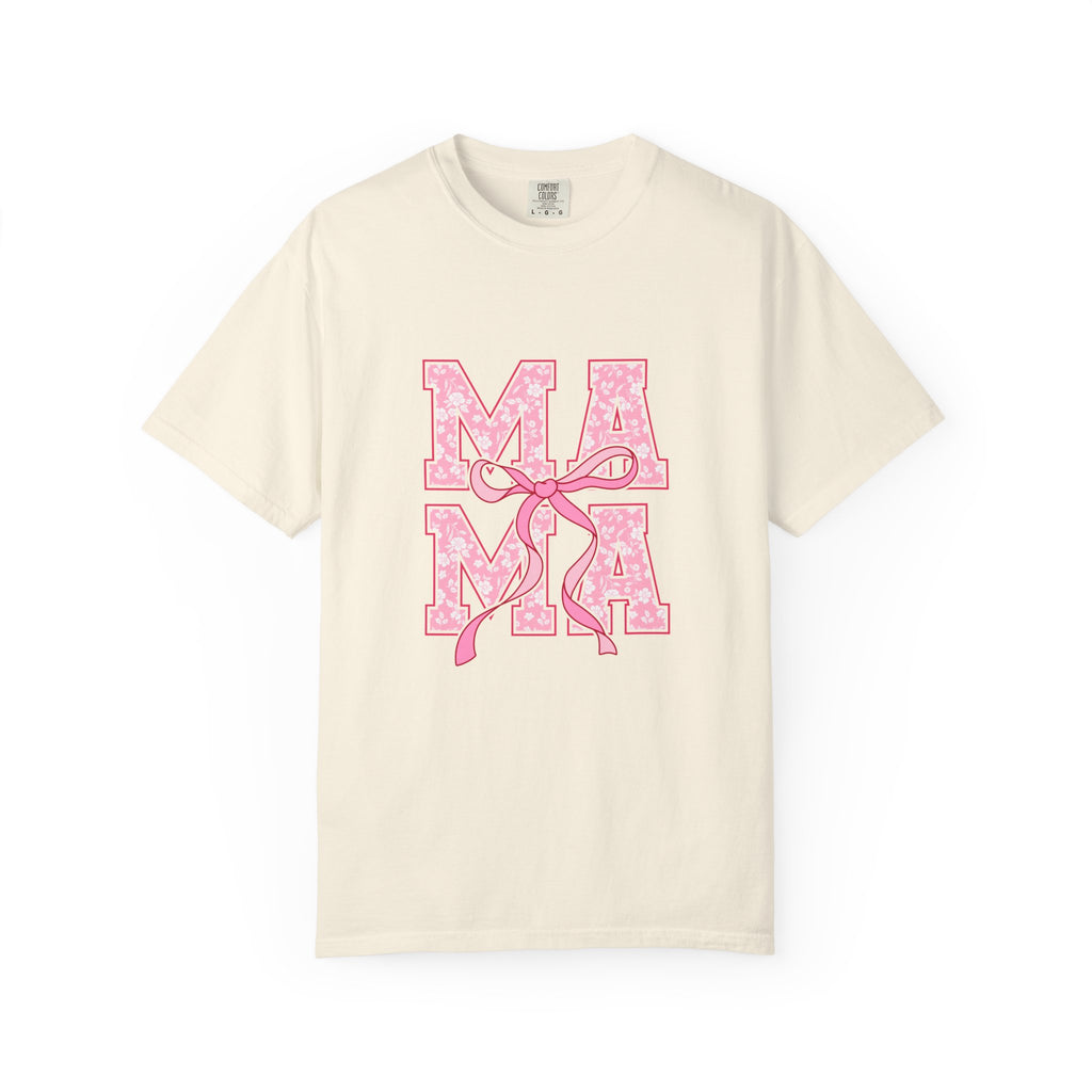 Mama Pink Floral Ribbon T-Shirt