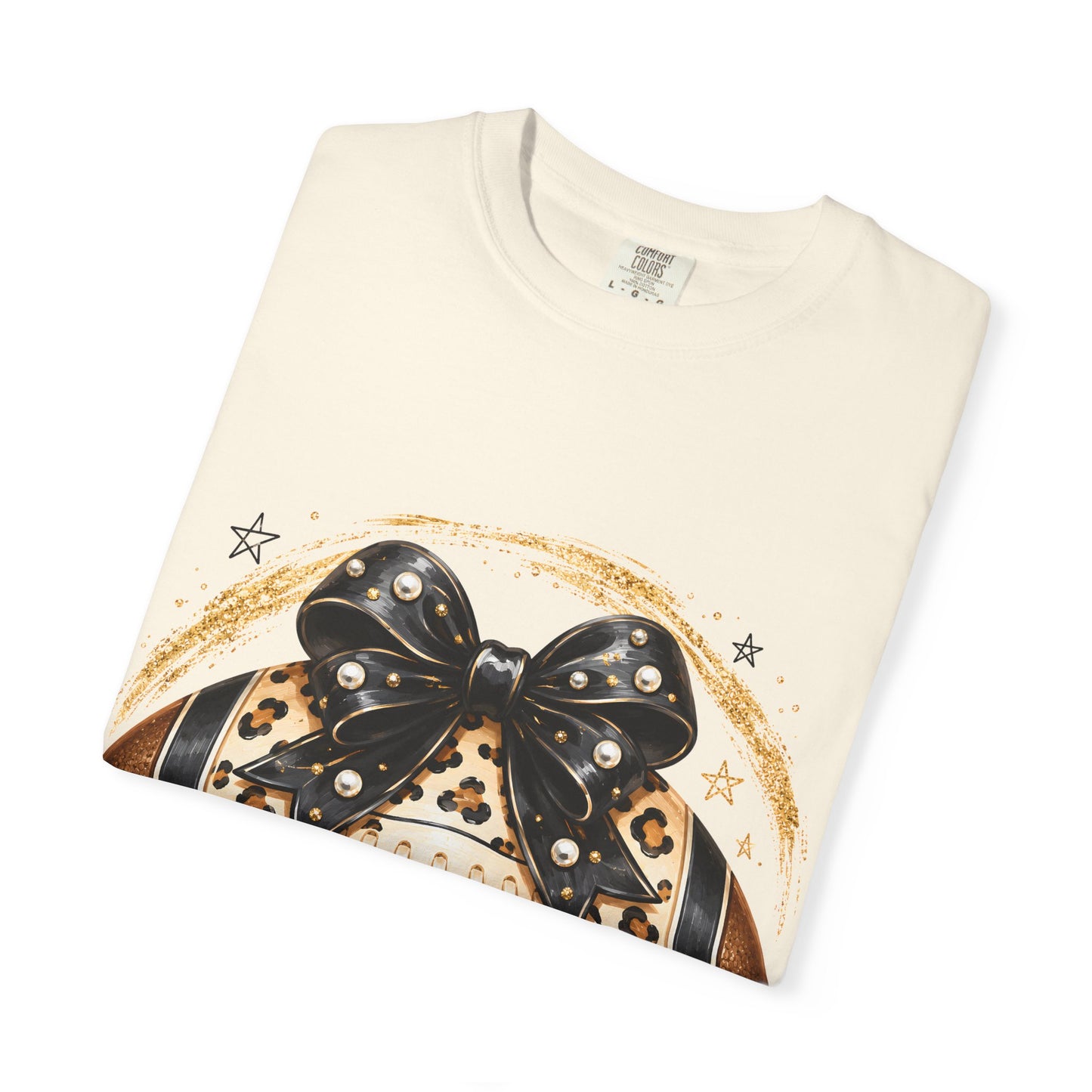 Leopard Print Football with Bow T-Shirt