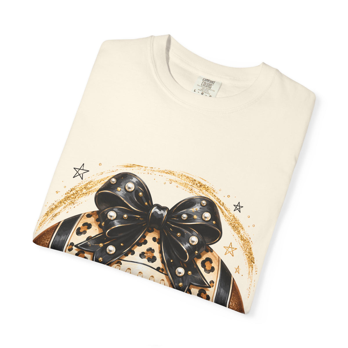 Leopard Print Football with Bow T-Shirt