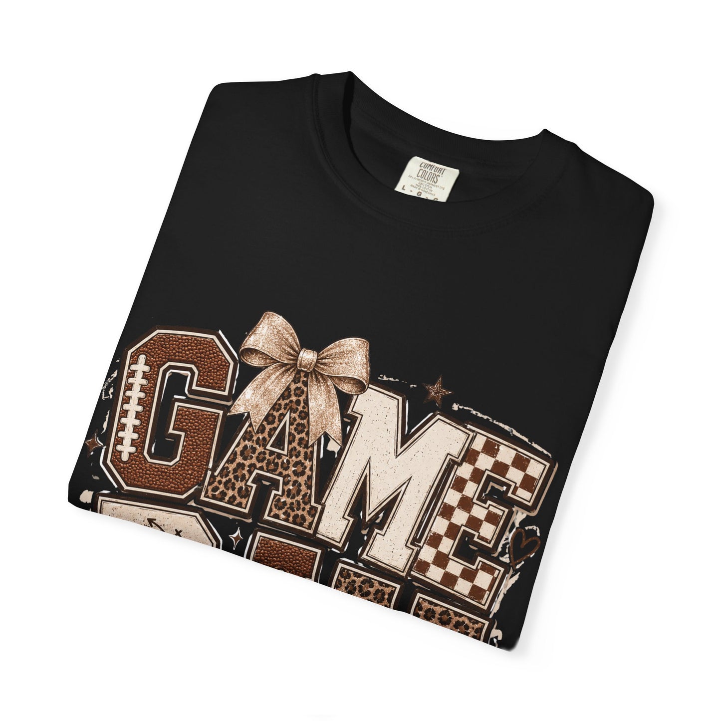 Game Day Graphic Tee — Retro Brown Bow Football Fan Shirt