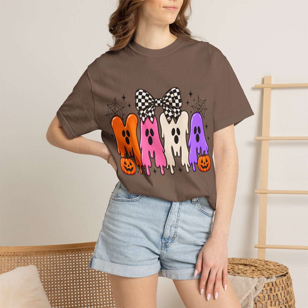Mama Ghosts Halloween T-Shirt — Cute Spooky Mom Tee with Pumpkins