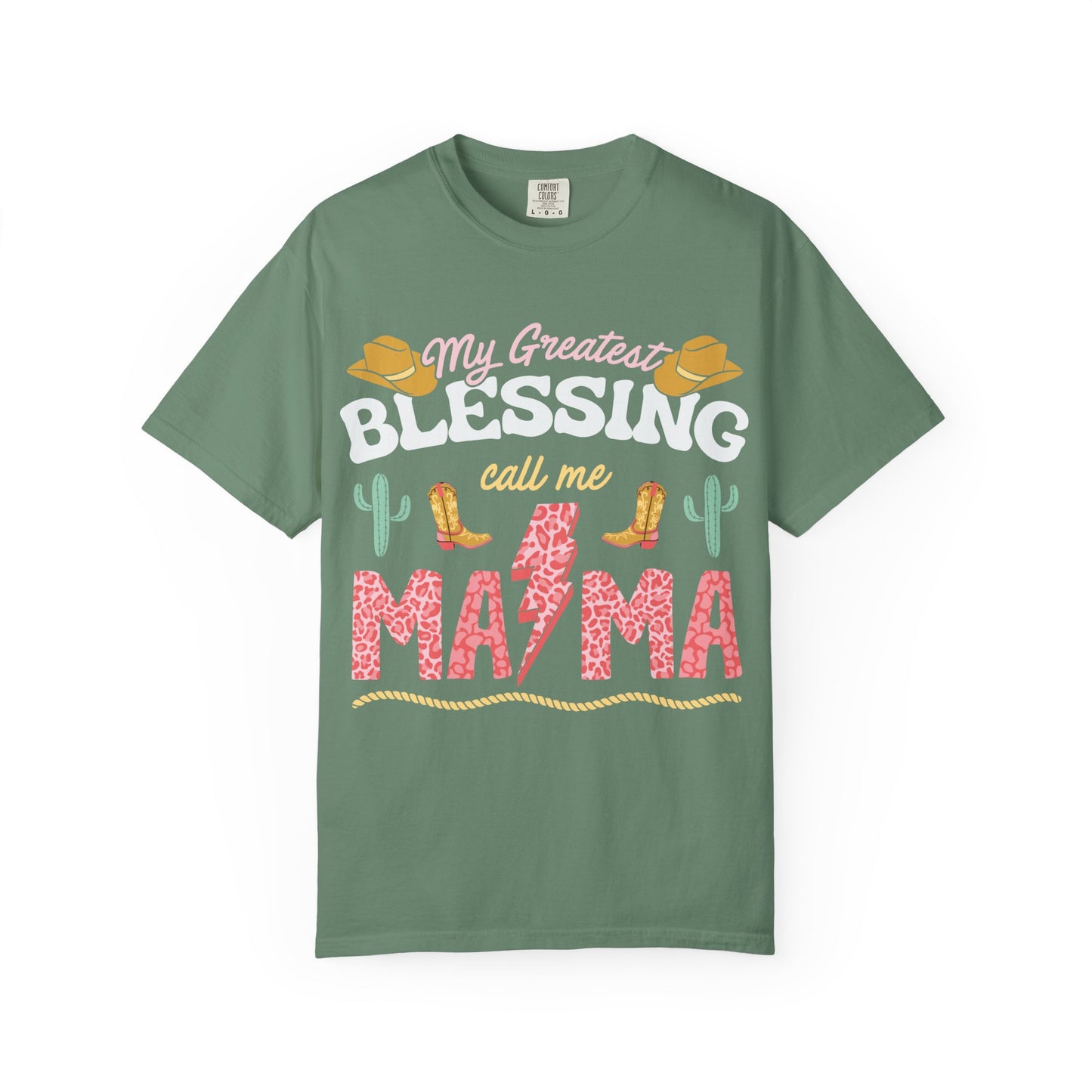 Mama T-Shirt – “My Greatest Blessing Call Me Mama” Western Cactus Graphic Tee