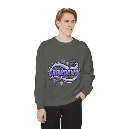 Snowpower Graphic Sweatshirt — Retro Lightning Snowboard Crewneck