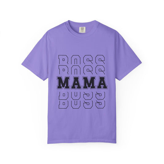 Mama Boss T-Shirt — 'MAMA' Layered Text Graphic Tee for Moms