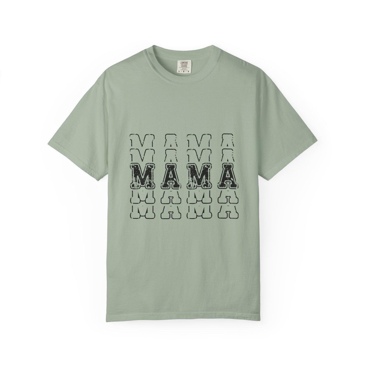 Mama Repeat Graphic T-Shirt — Vintage Outline "MAMA" Mom Tee