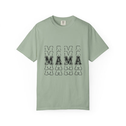 Mama Repeat Graphic T-Shirt — Vintage Outline "MAMA" Mom Tee