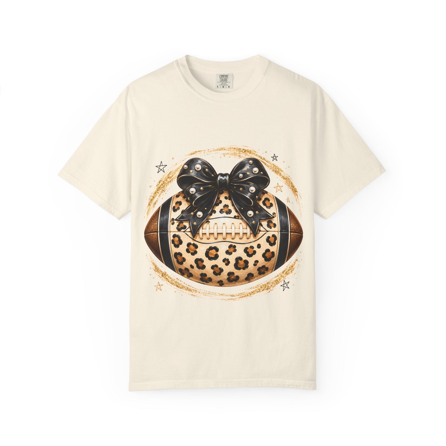 Leopard Print Football with Bow T-Shirt