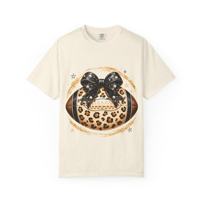 Leopard Print Football with Bow T-Shirt
