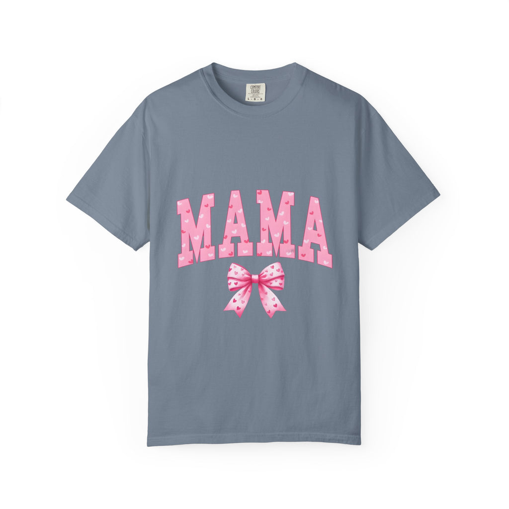 Mama Pink Polka Dot T‑Shirt — Cute Mama Tee with Bow