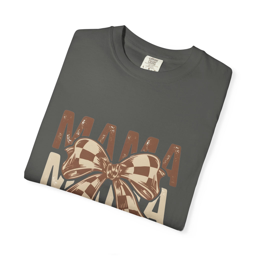 Mama Bow T-Shirt — Buffalo Check Ribbon Mom Shirt