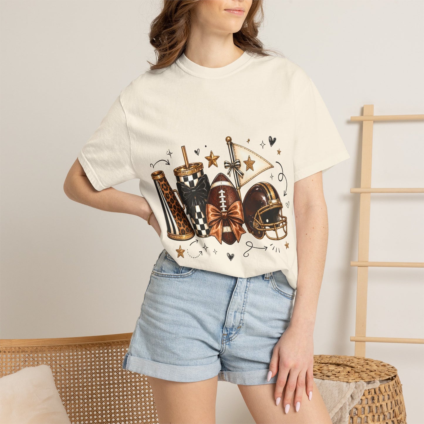 Football Fandom Graphic Tee — Helmet, Cleats & Tailgate Icons